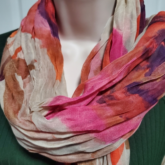 Loft SCARF ladies orange pink purple beige - Picture 9 of 12